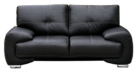 mb-moebel Kleiner 3-Sitzer Design Sofa 3er Büro Kunstleder Sofagarnitur Weiß Couch Florida (Schwarz)
