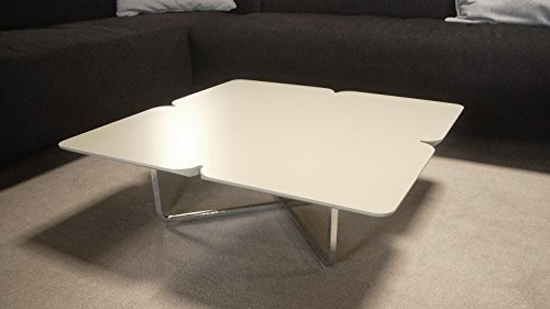 Möbel Akut Couchtisch ROLF Benz Freistil 195 Design Kleeblatt 79x79 warmgrau Gestell Chrom