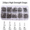 150pcs/250pcs High Strength Stainless Steel Snaps Set Fishing Line to Hooks Connectors in Saltwater or Freshwater (150pcs/box High Strength Snaps)
