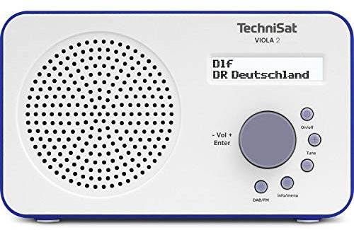 TechniSat VIOLA 2 - Radio DAB portable (DAB+, FM, Haut-parleurs, Prise casque, Ecran sur 2 lignes, Touche de commande, petit, 1 Watt RMS) blanc/bleu