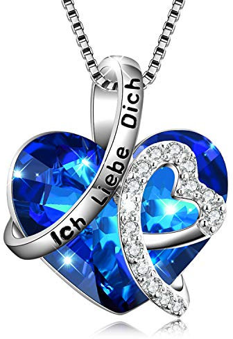 AOBOCO Kette Herz Damen Sterling Silber Ich Liebe Dich für immer Halskette, Hochzeitstag Jahrestag Geburtstagsgeschenk für Frauen Mama Freundin Sie