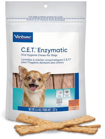 Virbac C.E.T.® Enzymatic Oral Hygiene Chews for Dogs, X Small - Plaque & Tartar Control - Single Layer Beefhide with Exclusive Dual-Enzyme System & Tasty Chicken Flavor - Easy to Give Dog Dental Chew