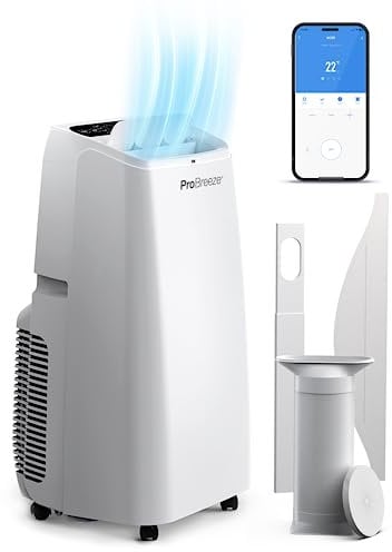 Pro Breeze 4-in-1 Mobiles Klimagerät 12000 BTU (50㎡ Raumgröße) mit App & WLAN - Klimaanlage mobil für Heizen und Kühlen, Ventilator, Luftentfeuchter - Energieklasse A, Abluftschlauch, 24h Timer