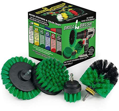 Drillbrush Green – Drill Power Kit de brosses à récurer de Cuisine – Fixation de Brosse de Nettoyage pour Four – Accessoire de Brosse à récurer pour perceuse – Brosse de Nettoyage pour poêle pour