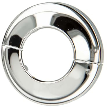 tecuro Scharnierrosette Ø 35 mm x Ø 68 mm x 12 mm - Messing verchromt für die saubere Verkleidung von Leitungsrohren oder Bodenbelag