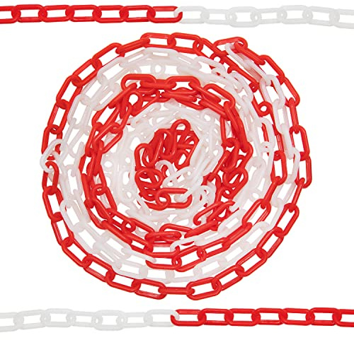 HAFIX Absperrkette 5 m, Rot-Weiß, Kunststoff 5 mm Warn- und Gliederkette | Leichte Kunststoff-Warnkette für Baustellen, Zufahrten, Parkplätze und Gefahrenbereiche; zweifarbig, 5 mm Gliederstärke.
