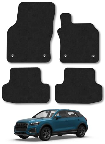 Audi Q2 (2017-2026) Carpet Car Mats | Black Edge Trim Tailored Fit Floor Mats Full Coverage Protection Accessories Easy Clean Anti Slip Made in the UK