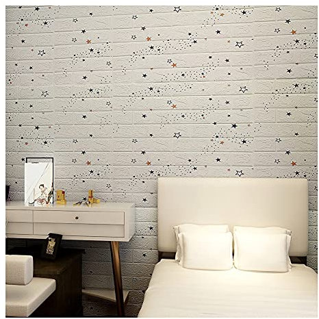 XiinxiGo 3D Tapete Wandpaneele Selbstklebend Ziegel Wasserfest Wandaufkleber für Badezimmer Schlafzimmer Wohnzimmer Balkon Küchen,Weiß 3,2Stück(35 * 38 cm *8MM)