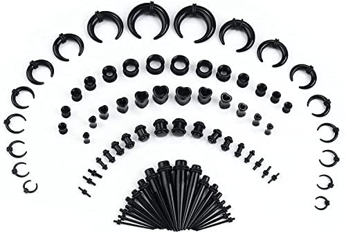 Adramata 80 Stück Ear Gauges Stretching Kit Dehnstäbe Set Tunnel Acrylic Plug Expander Tunnel Set Dehnen und Stretching Dehnungsset Piercing Ohr Set 14G-00G Ohrstrecker