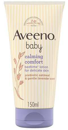 Aveeno Baby Calming Comfort Bedtime Lotion (1 x 150ml), Calming Lavender Scent & Prebiotic Oatmeal Baby Lotion, Gentle Formula, Hydrates and Helps Protect Delicate Skin, Moisturises Skin for 24 Hours