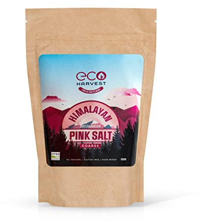 Eco Harvest® Sel de l'Himalaya rose (gros) 500 g/m² Pierre rose pure non raffinée 100 % naturelle dans une pochette kraft biodégradable et compostable. Sel bien-être par Eco Harvest®
