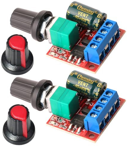 Gebildet 2Pièces Mini Moteur Contrôleur de Vitesse, PWM Regulateur de Vitesse, DC 5V-35V 5A Réglable PWM Commutateur, 6V 12V 24V Interrupteur Variateur de Vitesse avec Indicateur LED