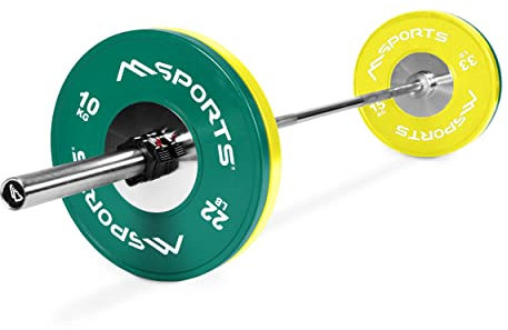 OLYMPIA SET PROFESSIONAL STUDIO - Olympia Hantelstange mit Verschluss + Gewichtsscheiben auswählbar - Olympia Hantelscheiben (Olympia Stange inkl. Verschlüsse + 50 kg)