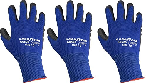 Goodyear Handschuhe aus Nylon und Polyurethan Modell G0526 blau/schwarz. Atmungsaktiv (3, 10)