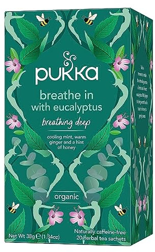 Pukka Herbs | Breathe In Organic Herbal Tea | Mint, Eucalyptus, Ginger, Honey | Perfect For Everyday Support