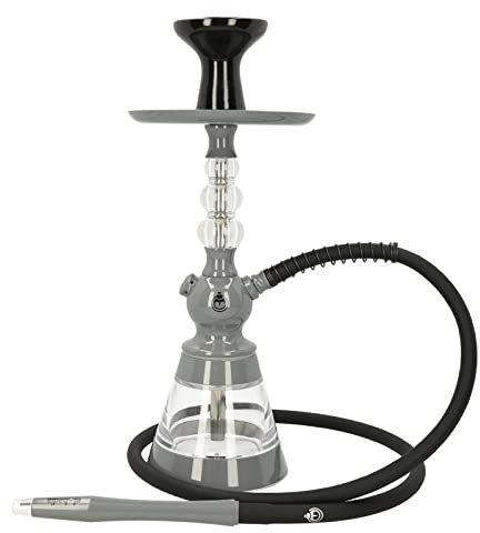 Chicha EL-BADIA® CELESTE – 45 cm – Chicha Légère avec Vase Acrylique, Tuyau Silicone, Manche Métal & Foyer Phunnel – Design Iconique et Couleurs Tendance (Nardo Grey)