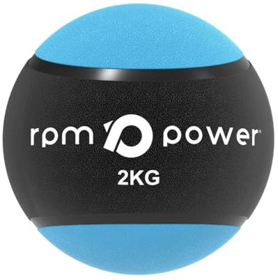 RPM Power Medizinbälle – Gummi-Medizinball mit rutschfestem Griff zum Zuschlagen, Werfen, Hüpfen, Wiegen, Kreuzen, Plyometrie, 2 kg, Blau