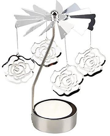 URFEDA Rose Tea Light Carousel Glass Tea Light Holder Gold Tea Light Glass Rotating Candle Holder Iron Metal Candle Holder for Valentine's Day Decoration Gift Wedding Decoration Living Room Table