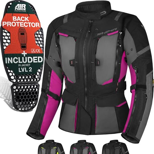SHIMA HERO 2.0 Motorradjacke Damen - Ganzjährig Motorcycle Touren Cordura Textiljacke mit Wasserdichter Membran Heizung Schicht Schulter Ellbogen und Rückenprotektoren (Rosa, L)