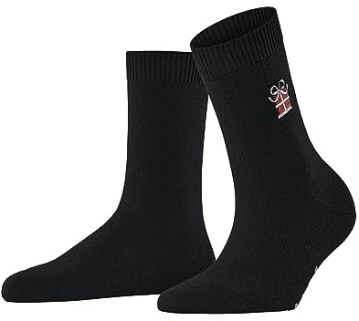 FALKE Damen Socken Cosy Wool X-Mas Gift Wolle Kaschmir gemustert 1 Paar, Schwarz (Black 3000), 35-38