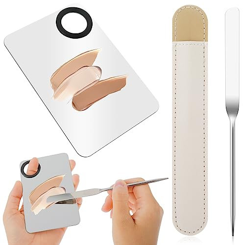 TIESOME Korean Make Up Palette, Spatel Kosmetik Kosmetikspatel, Make-up Mischpalette Paletten mit Edelstahl Spatel, Schmink Contouring Palette für Lidschatten Wimpern Nail Art
