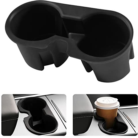 DEDC Tesla Cup Holder, Model 3/Y Center Console Cup Insert, ONLY FIT New Console, 2023 2022 2021 Tesla Accessories, Black