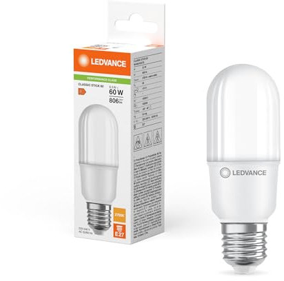 LEDVANCE LED Classic Stick LED E27 Matt 8W 806lm - 827 Extra Warmweiß | Ersatz für 60W