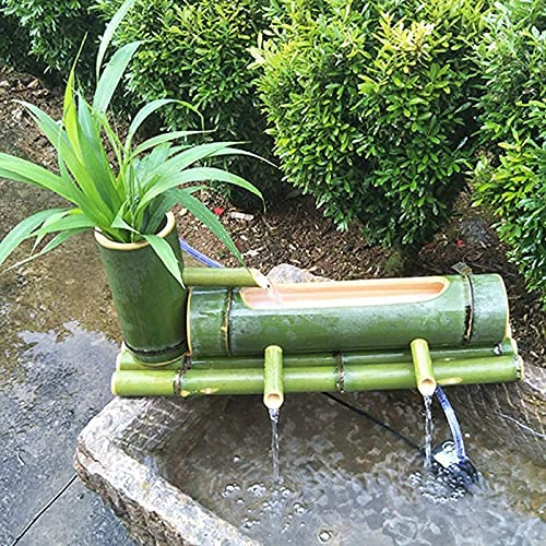Bamboo Fountain WaterGarden Handmade Pump Sculpture Statue Arts And Crafts Ornaments Waterfall Outdoor Japanese Pond Fish Tank Courtyard With Pump,40Cm Ornaments (65CM) Decoration