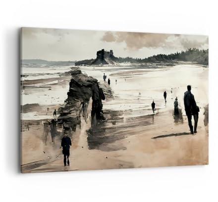 Wandbilder Dekoration Wohnzimmer Strand Menschen Stück Bilder auf Leinwand 120x80cm Leinwandbild Schlafzimmer Küche Deko Wand Kunstdruck Art Groß XXL Wanddeko Bild Wall Decor Canvas AA120x80-5580