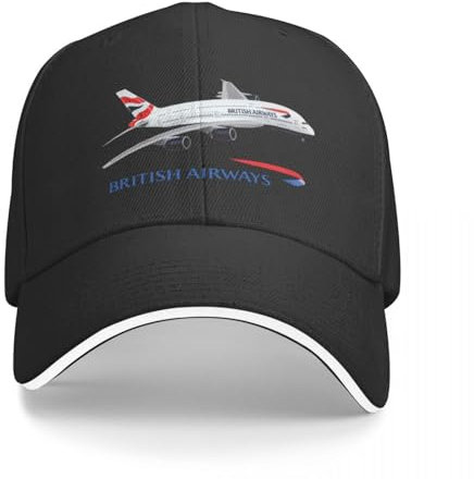 OAKITA Basecap British Airlines Airbus A380 Flugzeug Baseballkappe Icon Strandtasche Trucker Hut Angelhut Hut für Mädchen Männer