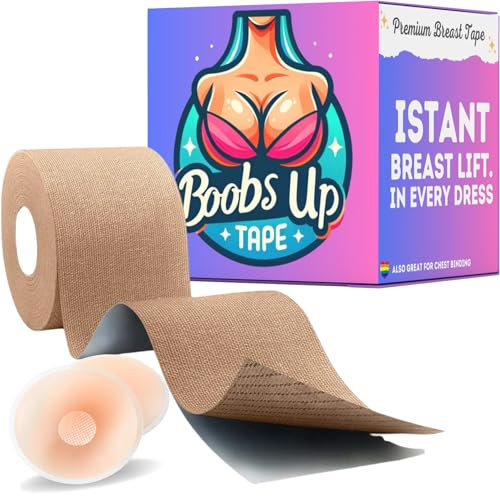 BACK TO ROOTZ Nastro Adesivo per Seno Push up, Tape per Seno con Copricapezzoli in Silicone. Nastro Sollevamento Seno e Torace. Invisibile e a Lunga Tenuta. Anche per Seno Grande.