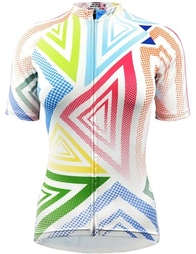 Wulibike Radtrikot Damen Kurzarm,Fahrradtrikot UPF Rennrad Trikot Damen Mountainbike-Shirt Frauen Fahrrad Shirts Cycle Tops Mit 4 Taschen Weiß L