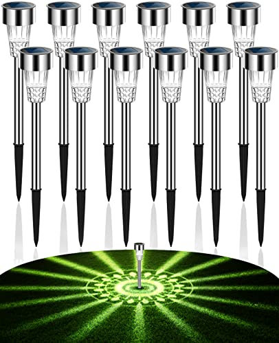 Zavlfga Solarleuchten Außen(12Stk) IP65 Wasserdichte Solarlampe Garten, Solar Gartenleuchte Kaltweiß Gartenlampen Draußen Wegleuchte Edelstahl Lichter für Rasen, Hof