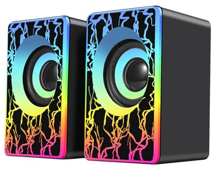 PC Speaker USB Powered Computer Speaker With Muti RGB Light Mini Speaker With 3.5mm For Computer Laptops Monitor Desktop Speaker