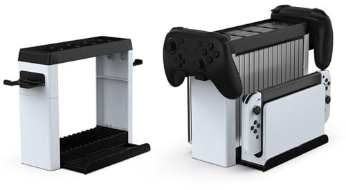 Tevimpeya Game Storage Tower Controller Organizer Game Card Game Disk Rack Compatible with Nintendo Switch OLED