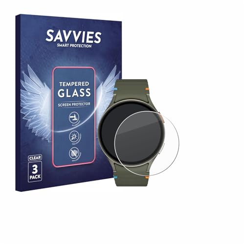 Savvies Panzer Schutz Glas für Samsung Galaxy Watch 7 (44 mm) (3 Stück) 9H Hartglas, Anti-Fingerprint, Displayschutz