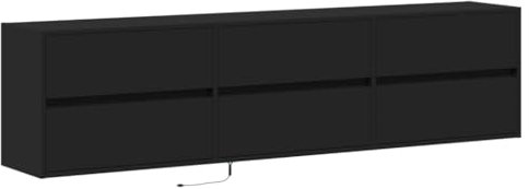 vidaXL Mobile TV a Parete con LED Nero 180x31x45 cm, Mobile TV a Parete con luci LED, Mobile Porta TV, Mobile TV pensile, Mobile TV, Mobile TV a Muro