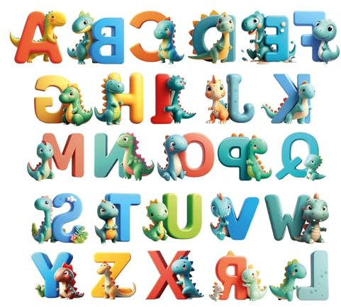 Buchstaben Baumschmuck, Dinosaurier Weihnachten Ornamente Dinosaurier 26 Alphabet Anhänger 2D Acryl Hängende Ornamente Buchstaben Anhänger Dekorationen Dinosaurier Anhänger Alphabet für Weihnachtsbaum