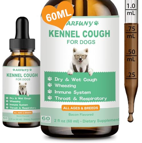 Dog Respiratory - Healthy Breathing, Open Airways - 60 ML Natural Health Supplement for Dogs - Marshmallow Root, Mullein Leaf, Elderberry - Bacon Flavor
