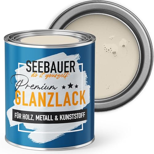 SEEBAUER diy Glanzlack Beige 375ml für Innen & Außen (No. 005 Orchid Dream) Möbelfarbe ohne Schleifen - Hybrid-Lack für Holz, Metall & Kunststoff - Holzlack, Möbellack hohe Deckkraft