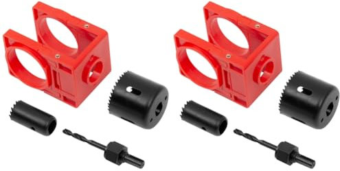 Eorleya 2Sets Door Lock Installation Kit, Door Lock Hole Saw Set for Wooden Doors with Guide Template