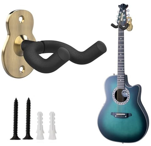 Support Guitare Mural en Métal avec Éponge de Protection - Lot de 2 Crochets Antidérapants pour Guitare Électrique, Basse, Ukulélé