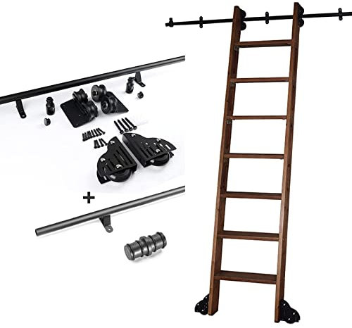 CHENRUIQI Library Rolling Ladder Track Hardware, 1m 2m 3m 4m 5m 6m | Sliding Barn Door Rail Track Kit, Sliding Rail Track Roller System Closet Set(No Ladder) (Size : 3.3ft/100cm Track Kit)