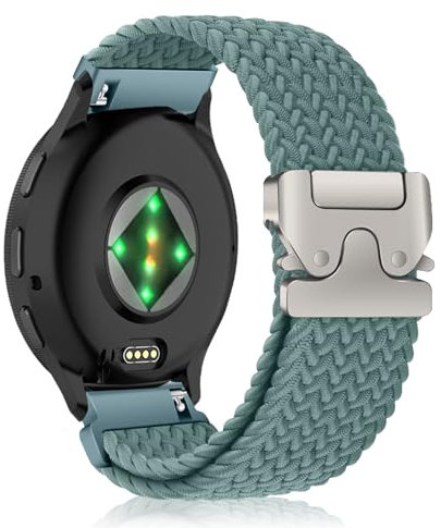 KeHowy 22mm Nylon Armband für Garmin Venu 3/Venu 4 45mm/Venu2/vivoactive 4/Active, Elastisches Sport Geflochtenes Ersatzarmband für Garmin Forerunner 265/255/255 Music/570 47mm - Grün