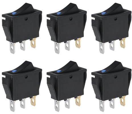 APIELE Wippschalter 6 Stück Schalter mit der Größe 32 * 16 Ein-Schalter vom Typ KCD3-102N A2-Schiffstyp-Wippschalter dreipolig mit zwei Gängen Elektronischer