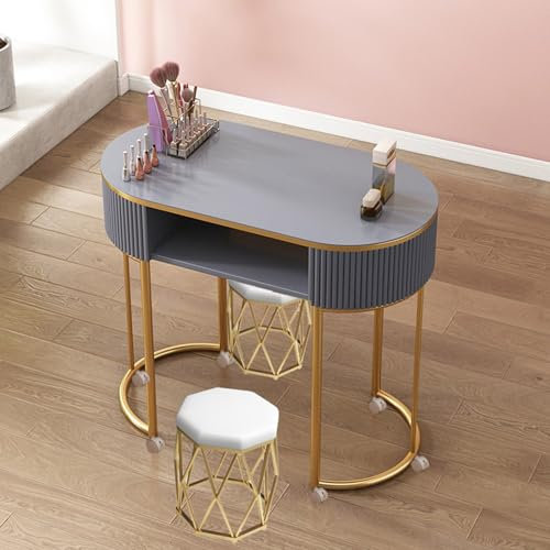 JXYQ Mesa de manicura Moderna con cajones con Cerradura y Tapa de Cristal, Escritorio Profesional de Madera para manicura, para salón, SPA y estación de Trabajo Manual.