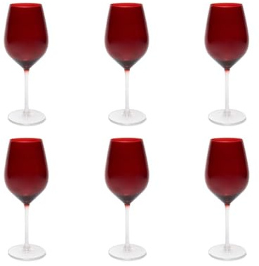 Excelsa Set di 6 Calici da Vino in Vetro Rosso, 50 cl