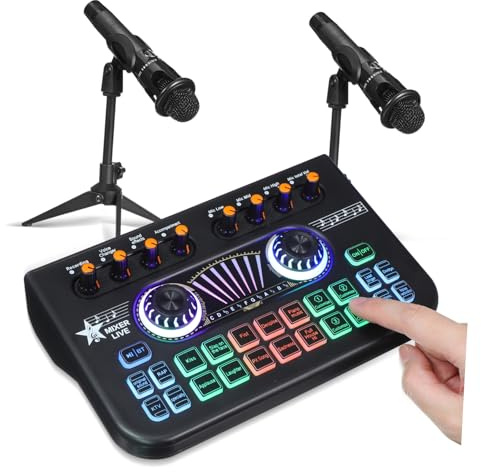 Professionelles Podcast Aufnahmepaket E300 mit 2 Mikrofonen | X3 Soundkarte, für Gaming und Podcasting, Schwarz, Metall Kunststoff, 1 Satz