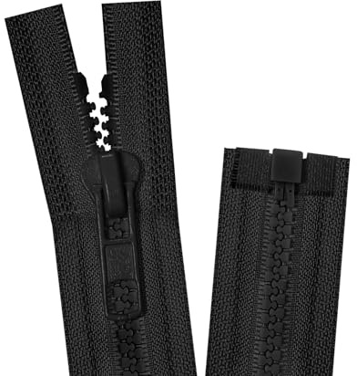 Cerniera per Giacca 60cm,5mm – 1 Pezzo modello separabile,finiture non incluse per lunghezza e fermo personalizzati(Nero)
