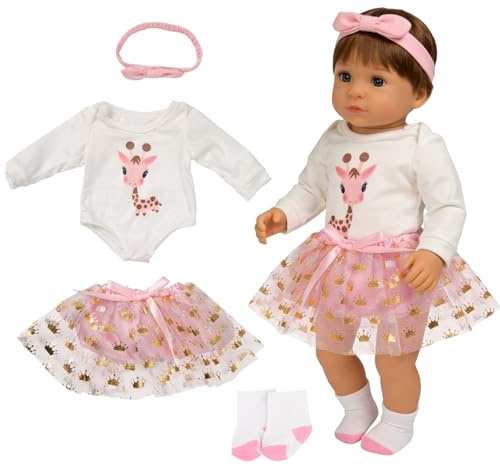 Puppenkleidung 35-43cm,Kleidung Outfits für Baby Puppen,New Born BabyPuppen | Puppenkleidung mit Tutu Rock Haarband Socken, Giraffe Kleidung, Puppe Zubehör, Puppenkleidungs für 14-18 Zoll Baby Puppen
